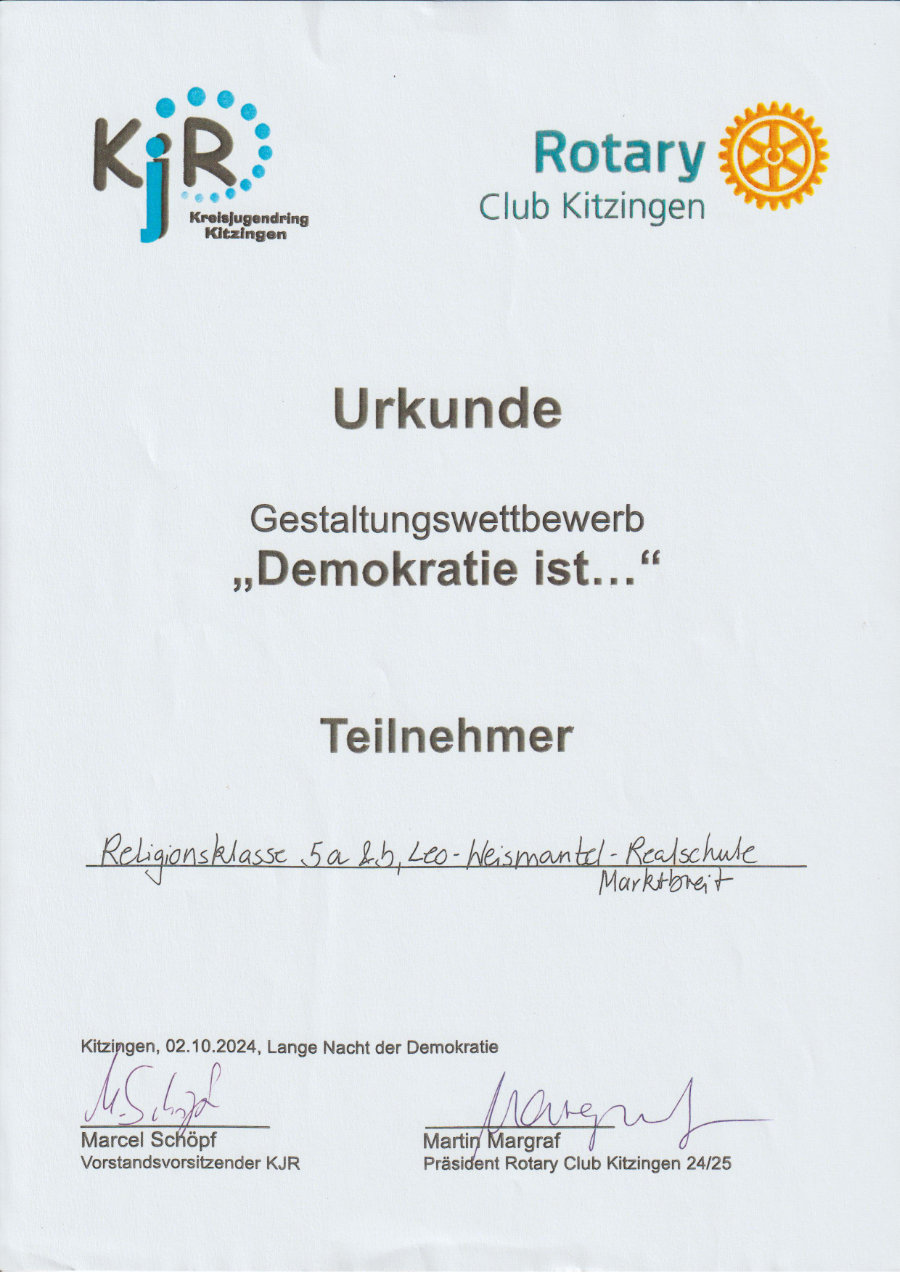 Marktbreit_02_Urkunde-Demokratiewettbewerb