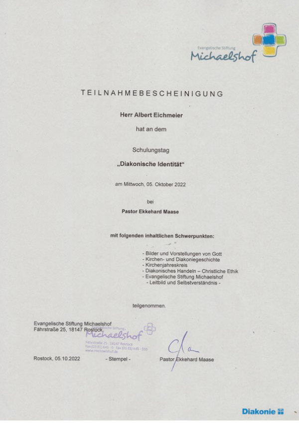 Teilnahmebescheinigung